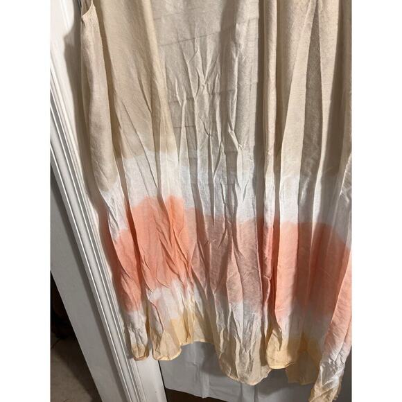 Chicos Tan Pink White Ombré Pleated Long Line Duster Size 3/ Xl - Picture 2 of 7